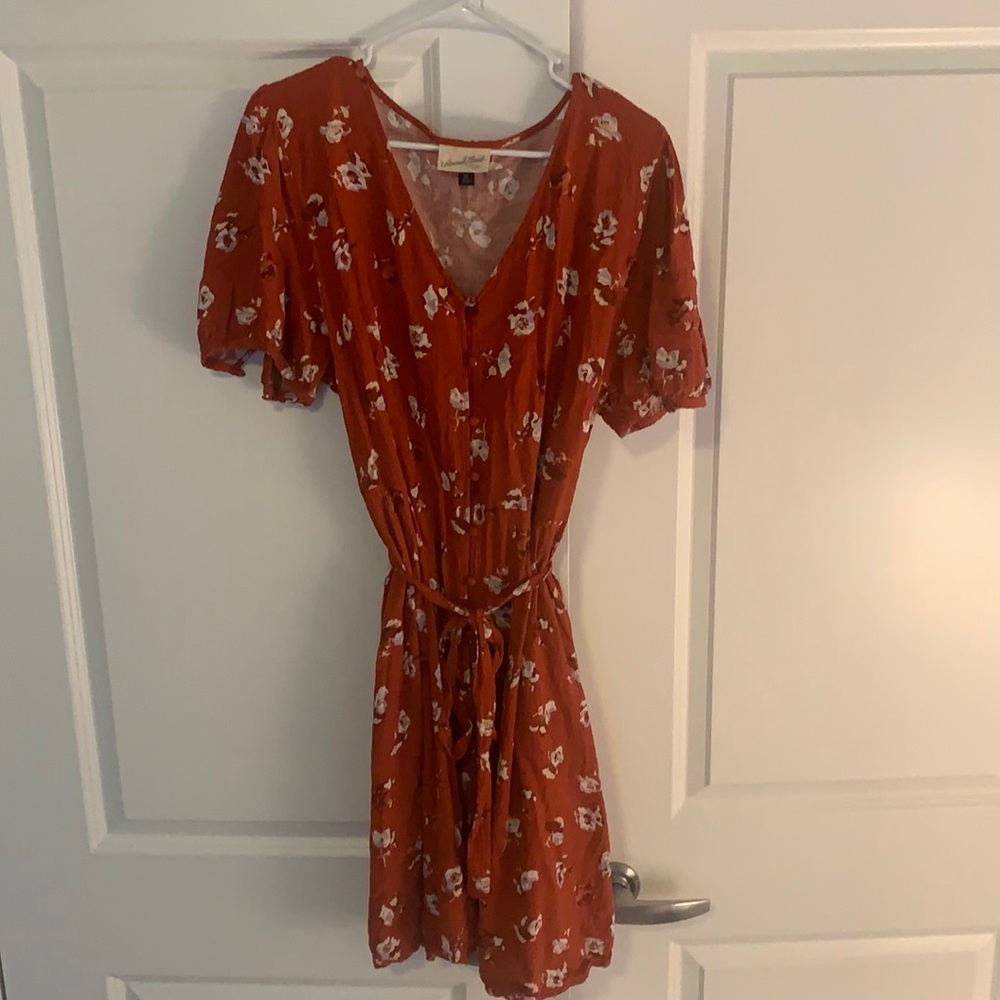 2X, red flower patterned, short sleeve dress